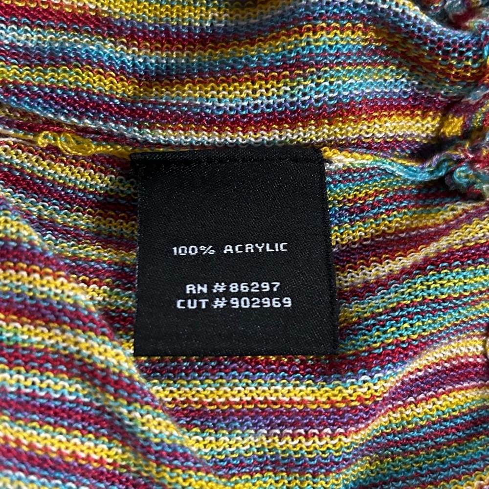 SALE Vertigo Rainbow Knit Cowl Neck Sweater Kimono Sleeve Boho Maximalist XL - Picture 9 of 13